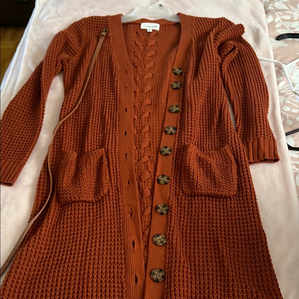 Rust Button-Up Women's Sweater